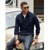 imageCOOFANDY Mens Quarter Zip Up Pullover Mock Neck Long Sleeve Sweater Casual Corduroy Polo SweatshirtNavy Blue