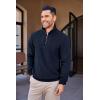 imageCOOFANDY Mens Quarter Zip Up Pullover Mock Neck Long Sleeve Sweater Casual Corduroy Polo SweatshirtNavy Blue