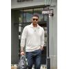 imageCOOFANDY Mens Quarter Zip Up Pullover Mock Neck Long Sleeve Sweater Casual Corduroy Polo SweatshirtWhite