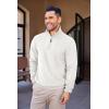 imageCOOFANDY Mens Quarter Zip Up Pullover Mock Neck Long Sleeve Sweater Casual Corduroy Polo SweatshirtWhite