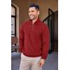 imageCOOFANDY Mens Quarter Zip Up Pullover Mock Neck Long Sleeve Sweater Casual Corduroy Polo SweatshirtWine Red