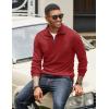 imageCOOFANDY Mens Quarter Zip Up Pullover Mock Neck Long Sleeve Sweater Casual Corduroy Polo SweatshirtWine Red