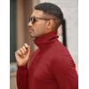 imageCOOFANDY Mens Quarter Zip Up Pullover Mock Neck Long Sleeve Sweater Casual Corduroy Polo SweatshirtWine Red