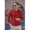 imageCOOFANDY Mens Quarter Zip Up Pullover Mock Neck Long Sleeve Sweater Casual Corduroy Polo SweatshirtWine Red