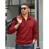 imageCOOFANDY Mens Quarter Zip Up Pullover Mock Neck Long Sleeve Sweater Casual Corduroy Polo SweatshirtWine Red