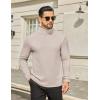 imageCOOFANDY Mens Turtleneck Shirts Slim Fit Shirt Tops Lightweight Pullover Thermal Sweater Casual Long Sleeve ShirtAlmond