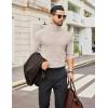 imageCOOFANDY Mens Turtleneck Shirts Slim Fit Shirt Tops Lightweight Pullover Thermal Sweater Casual Long Sleeve ShirtAlmond