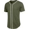 imageCOOFANDY Mens Baseball Button Down Jersey Short Sleeve Hipster Hip Hop T ShirtsArmy Green