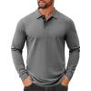 imageCOOFANDY Mens Cotton Polo Shirts Long Sleeve Casual Collared Shirt Classic Golf T ShirtDark Grey