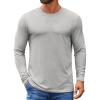 imageCOOFANDY Mens Crew Neck TShirt Long Sleeve Casual Pullover Tees Soft Stretch Basic Tee ShirtsLight Grey