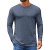 imageCOOFANDY Mens Crew Neck TShirt Long Sleeve Casual Pullover Tees Soft Stretch Basic Tee ShirtsNavy Blue