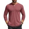 imageCOOFANDY Mens Henley Shirts Long Sleeve Casual Button Shirts Fashion Lightweight Pullover ShirtsWine Red
