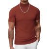 imageCOOFANDY Mens Mock Turtleneck Sweater Short Sleeve Casual Dress Sweater Slim Fit Pullover Basic Knit TeeCaramel