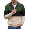 imageCOOFANDY Mens Quarter Zip Up Pullover Mock Neck Long Sleeve Sweater Casual Corduroy Polo SweatshirtGreen Black Khaki