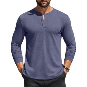 imageCOOFANDY Mens Henley Shirts Long Sleeve Casual Button Shirts Fashion Lightweight Pullover ShirtsNavy Blue