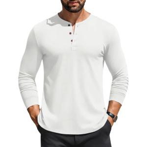 imageCOOFANDY Mens Henley Shirts Long Sleeve Casual Button Shirts Fashion Lightweight Pullover ShirtsWhite