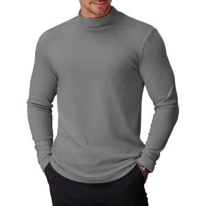 imageCOOFANDY Mens Mock Turtleneck Long Sleeve Shirts Basic Thermal Turtle Neck Undershirt Lightweight Pullover Sweaters TopGrey