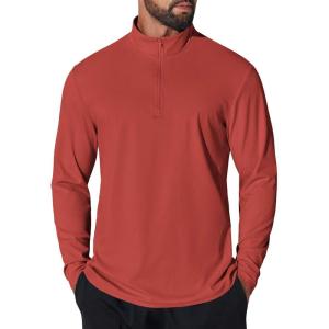 imageCOOFANDY Mens Quarter Zip Pullover UPF 50 Long Sleeve Sun Protection Shirts Golf Fishing Running Rash Guard TShirtsRed