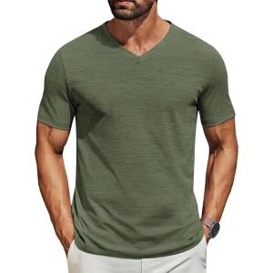 imageCOOFANDY Mens T Shirts Short Sleeve Classic V Neck TShirt Casual Summer Basic Tee ShirtArmy Green
