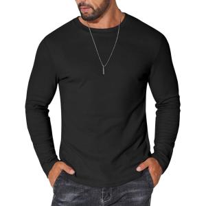 imageCOOFANDY Thermal Shirts for Men Long Sleeve T Shirt Casual Basic Shirts Stretch Crew Neck UndershirtsBlack