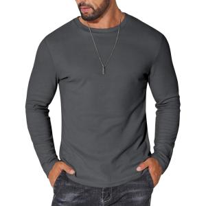 imageCOOFANDY Thermal Shirts for Men Long Sleeve T Shirt Casual Basic Shirts Stretch Crew Neck UndershirtsGrey