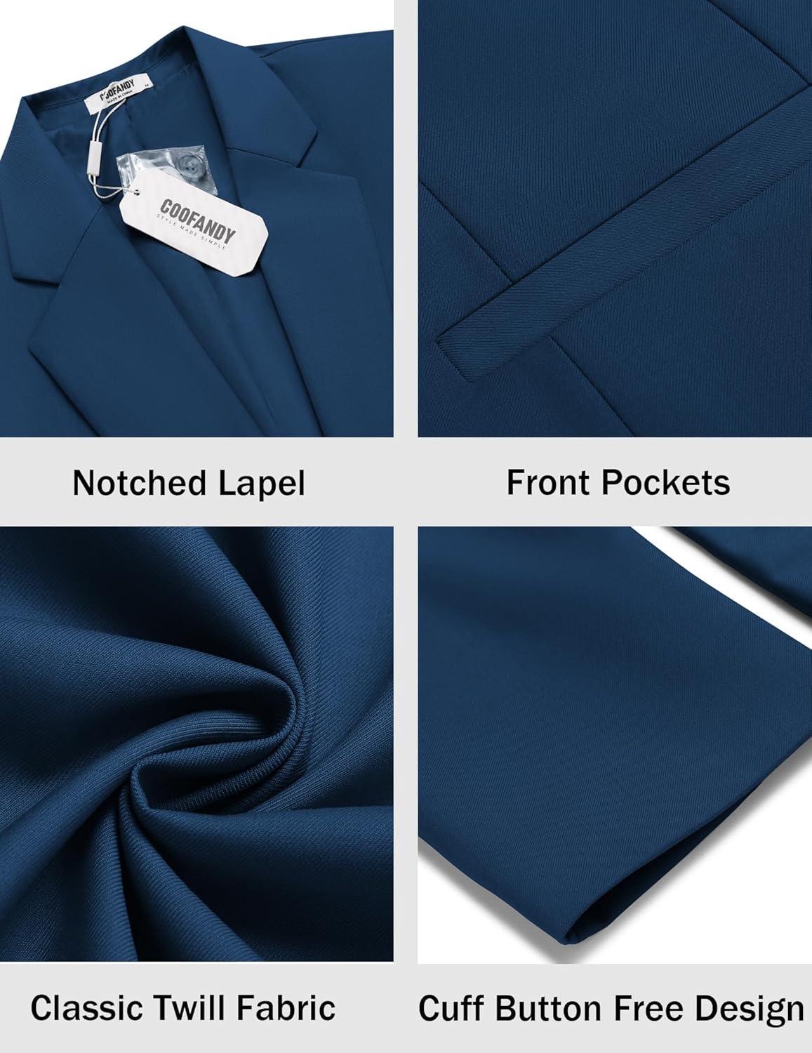 imageCOOFANDY Men Casual Blazer Sport Coats Slim Fit Lightweight Business Two Button Suit JacketsBlue