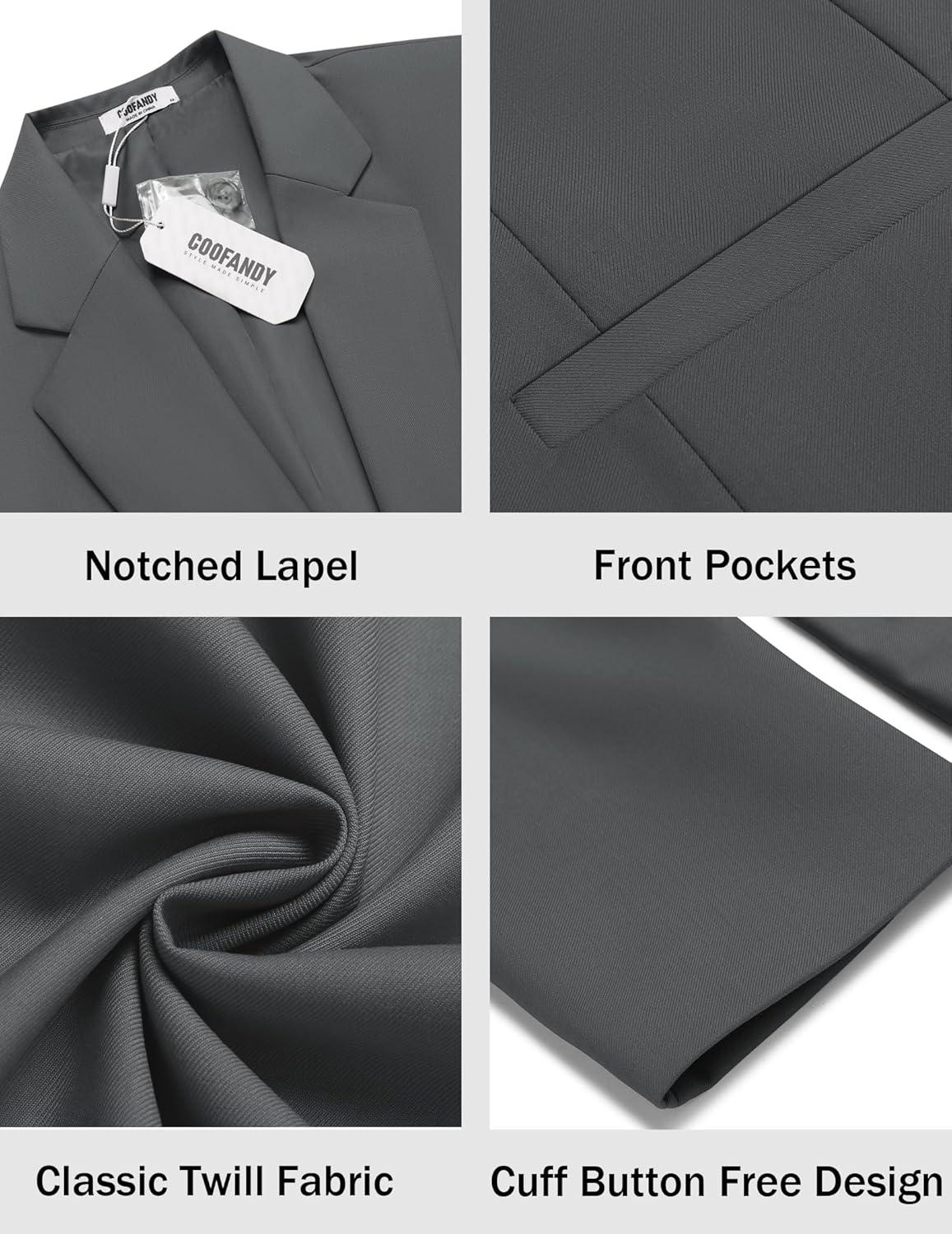 imageCOOFANDY Men Casual Blazer Sport Coats Slim Fit Lightweight Business Two Button Suit JacketsDark Grey