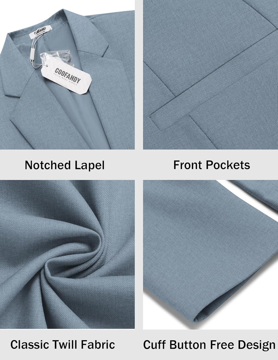 imageCOOFANDY Men Casual Blazer Sport Coats Slim Fit Lightweight Business Two Button Suit JacketsGrey Blue