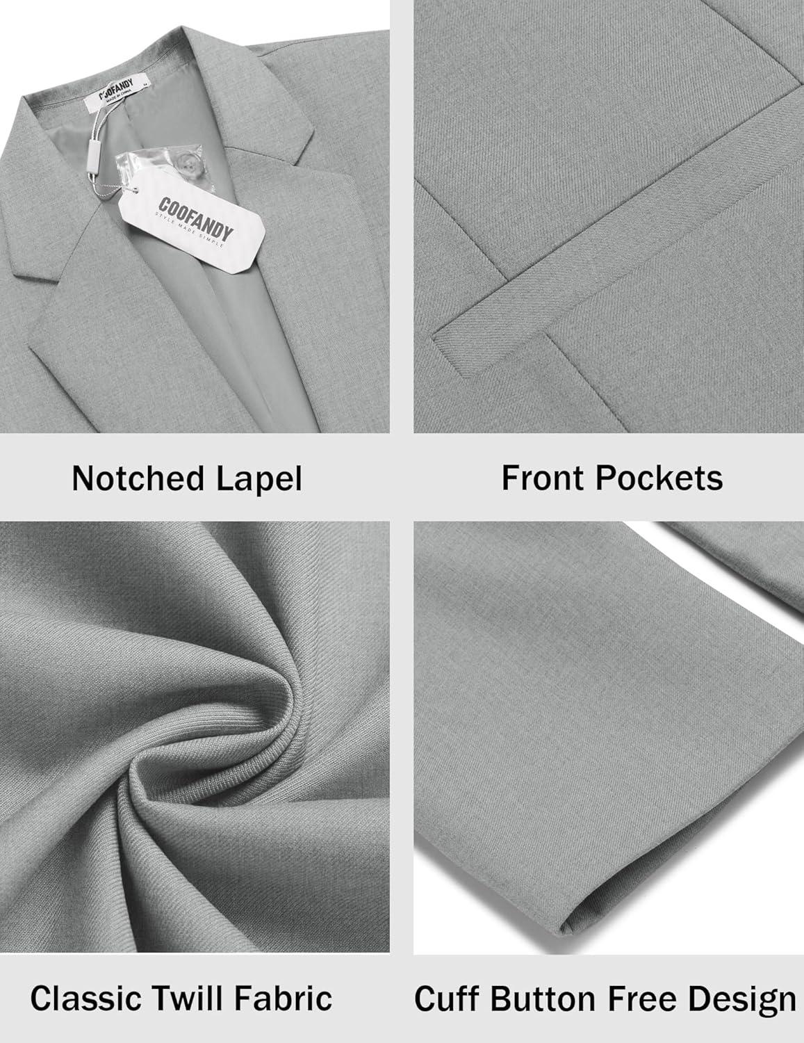 imageCOOFANDY Men Casual Blazer Sport Coats Slim Fit Lightweight Business Two Button Suit JacketsLight Grey