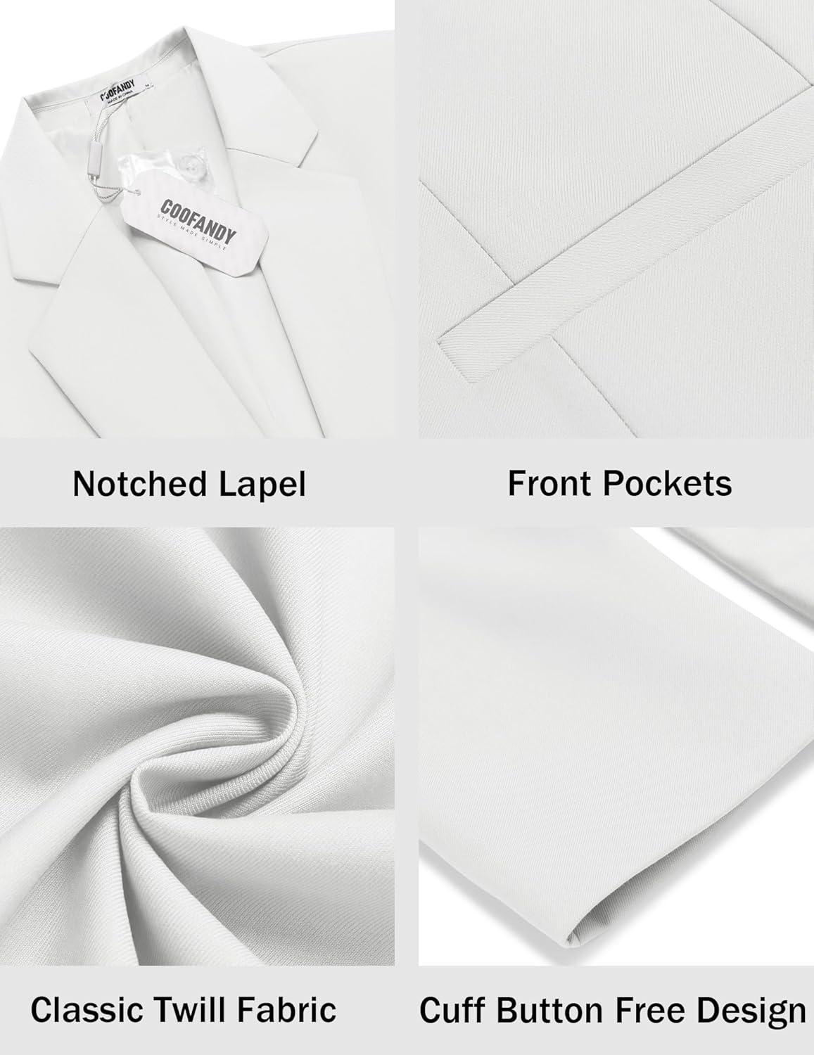imageCOOFANDY Men Casual Blazer Sport Coats Slim Fit Lightweight Business Two Button Suit JacketsWhite