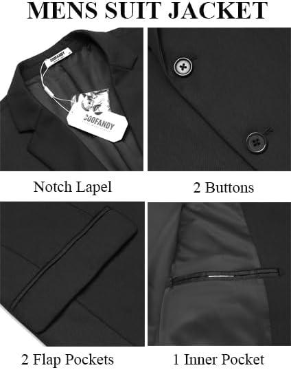 imageCOOFANDY Mens 3 Pieces Suits Classic Fit 2 Buttons Dress Suit Set Wedding Business Dinner Prom Jacket Vest PantsBlack