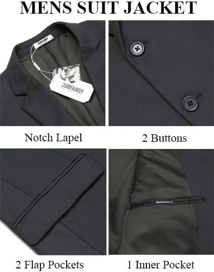 imageCOOFANDY Mens 3 Pieces Suits Classic Fit 2 Buttons Dress Suit Set Wedding Business Dinner Prom Jacket Vest PantsDark Grey