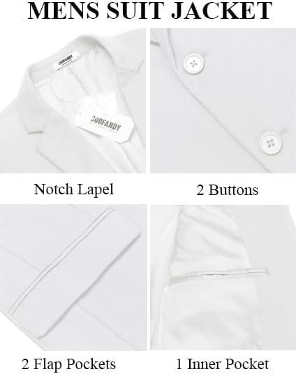 imageCOOFANDY Mens 3 Pieces Suits Classic Fit 2 Buttons Dress Suit Set Wedding Business Dinner Prom Jacket Vest PantsWhite