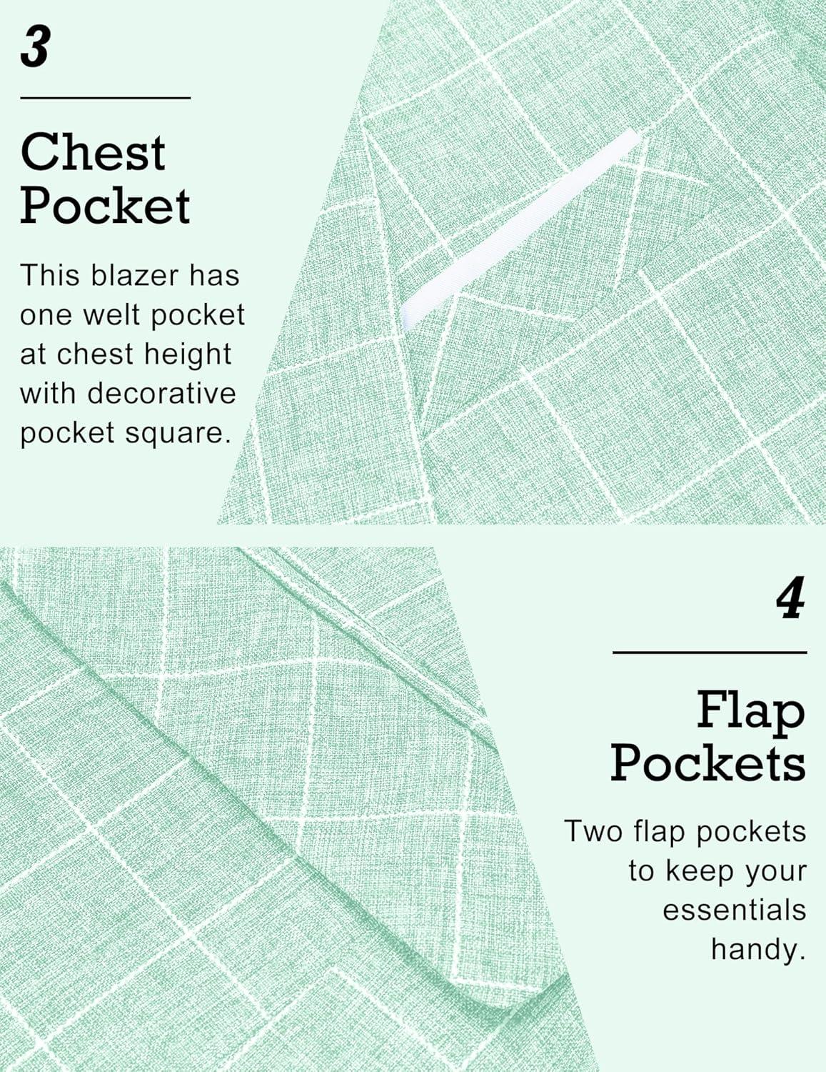 imageCOOFANDY Mens Blazer Casual Sport Coats Slim Fit One Button Suit Jacket Lightweight Sports JacketPlaid Blazer  Mint Green