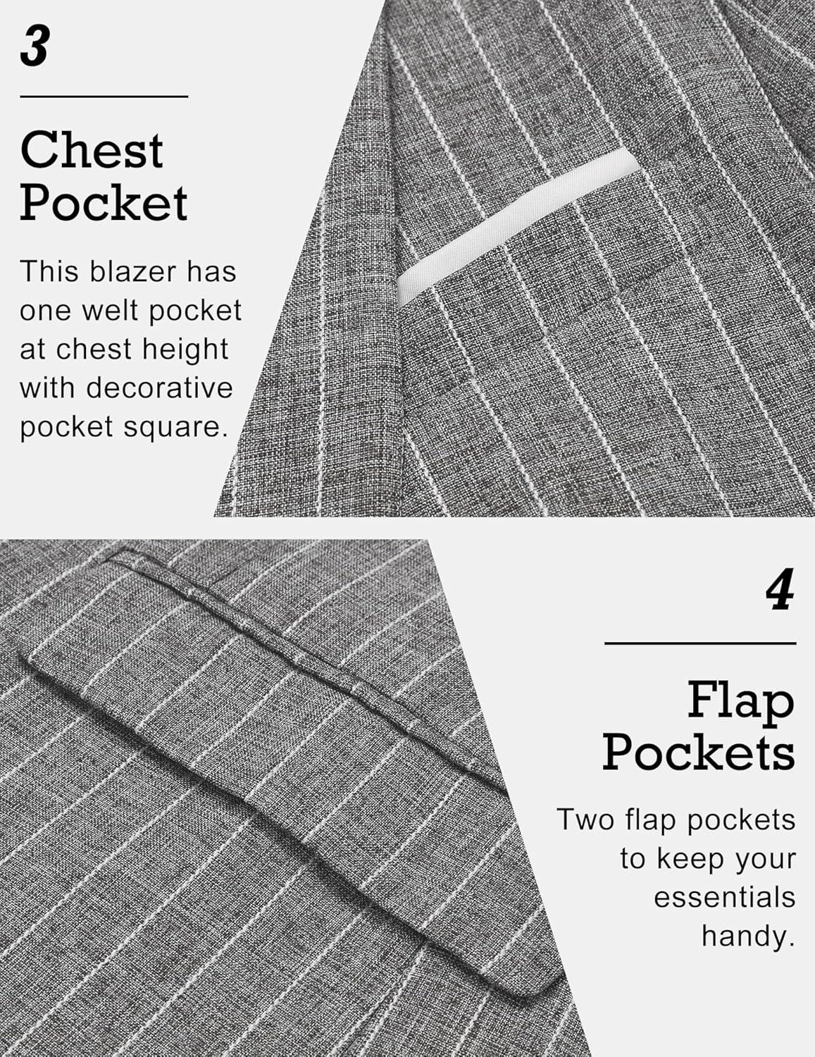 imageCOOFANDY Mens Blazer Casual Sport Coats Slim Fit One Button Suit Jacket Lightweight Sports JacketStriped Blazer  Dark Gray