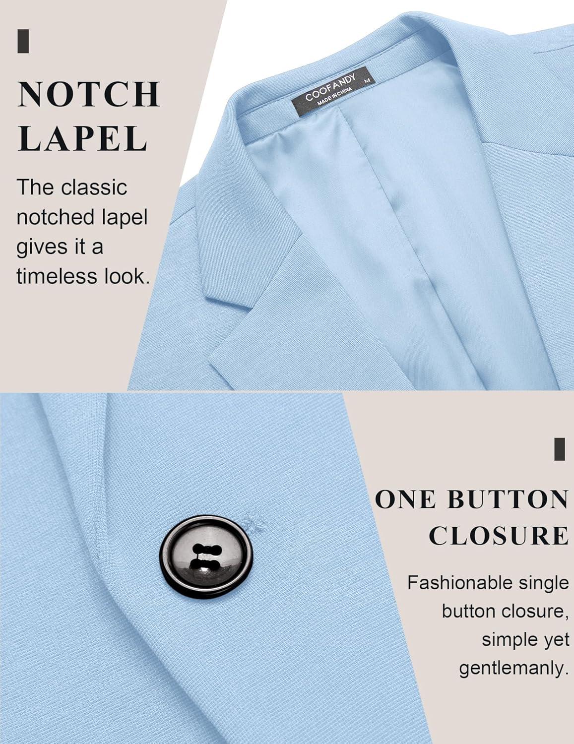 imageCOOFANDY Mens Casual Blazer Jacket One Button Suit Jackets Lightweight Knit Sport CoatLight Blue
