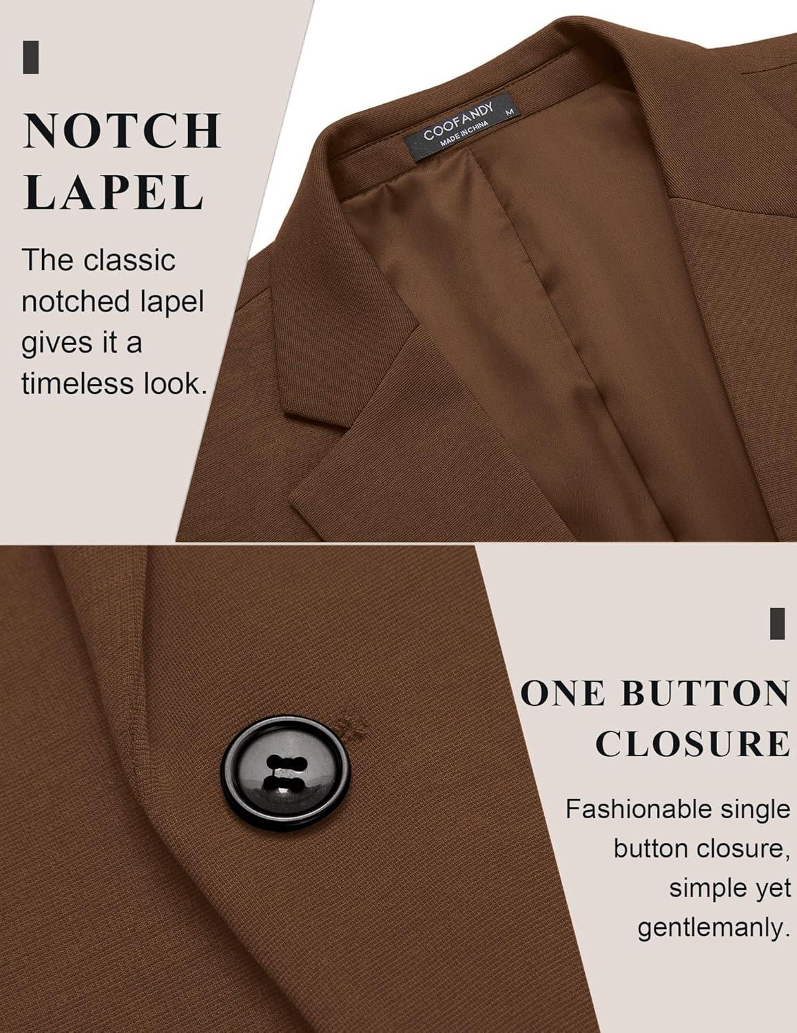 imageCOOFANDY Mens Casual Blazer Jacket One Button Suit Jackets Lightweight Knit Sport CoatLight Brown