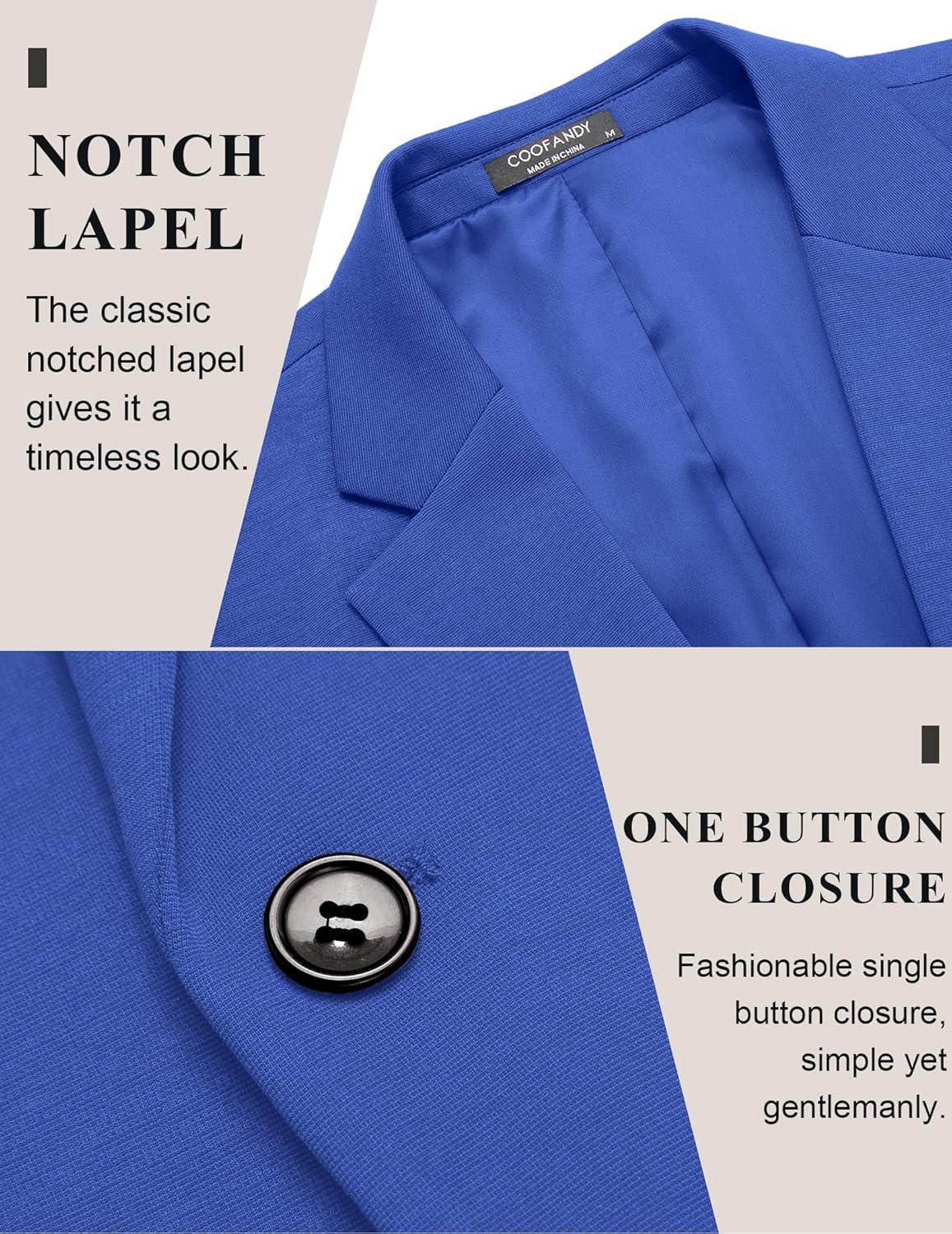 imageCOOFANDY Mens Casual Blazer Jacket One Button Suit Jackets Lightweight Knit Sport CoatRoyal Blue