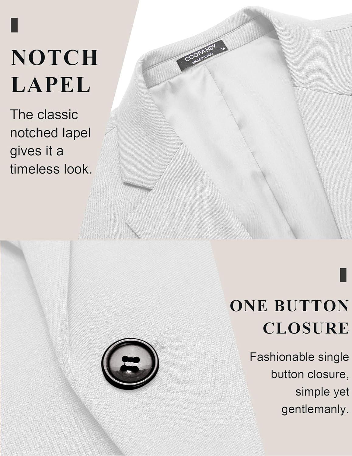 imageCOOFANDY Mens Casual Blazer Jacket One Button Suit Jackets Lightweight Knit Sport CoatWhite