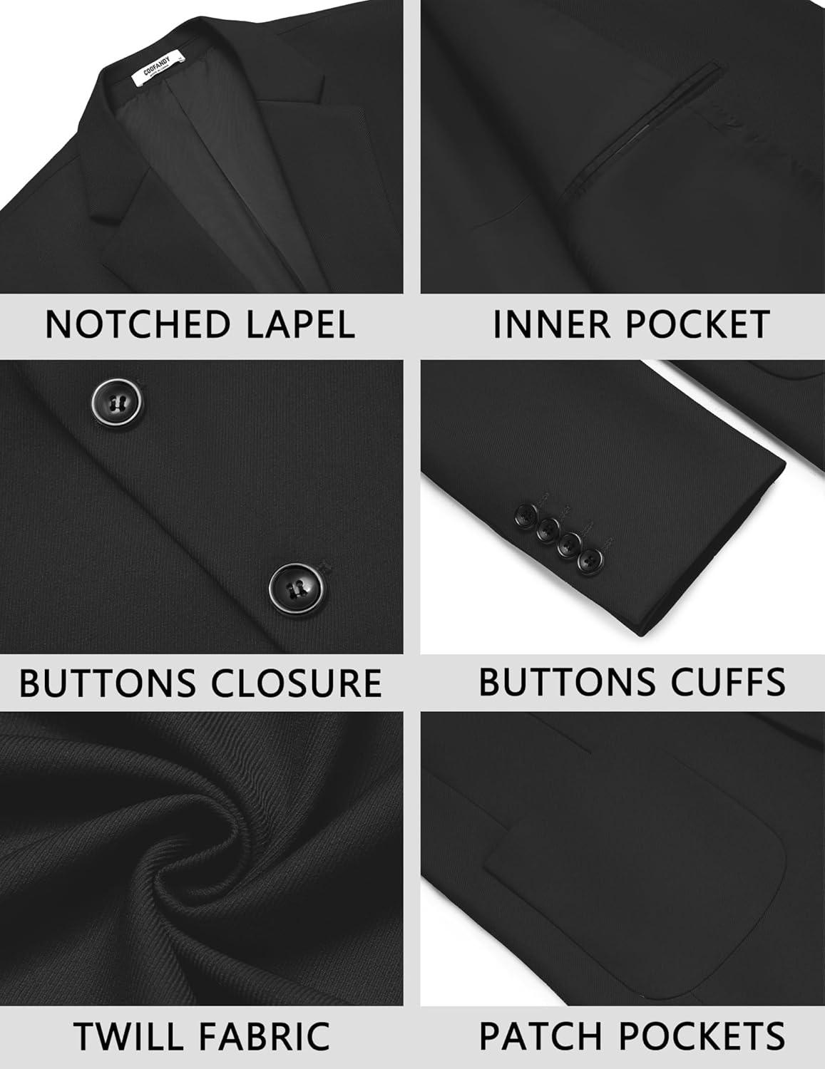 imageCOOFANDY Mens Casual Blazer Jacket Two Button Suit Jackets Lightweight Knit Sport CoatBlack