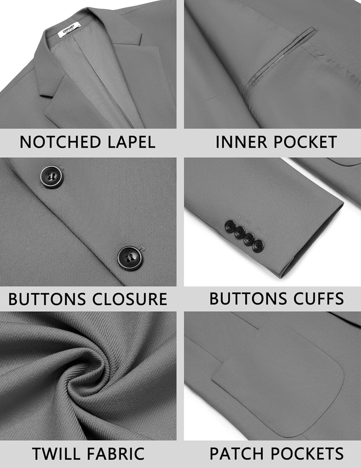 imageCOOFANDY Mens Casual Blazer Jacket Two Button Suit Jackets Lightweight Knit Sport CoatGrey