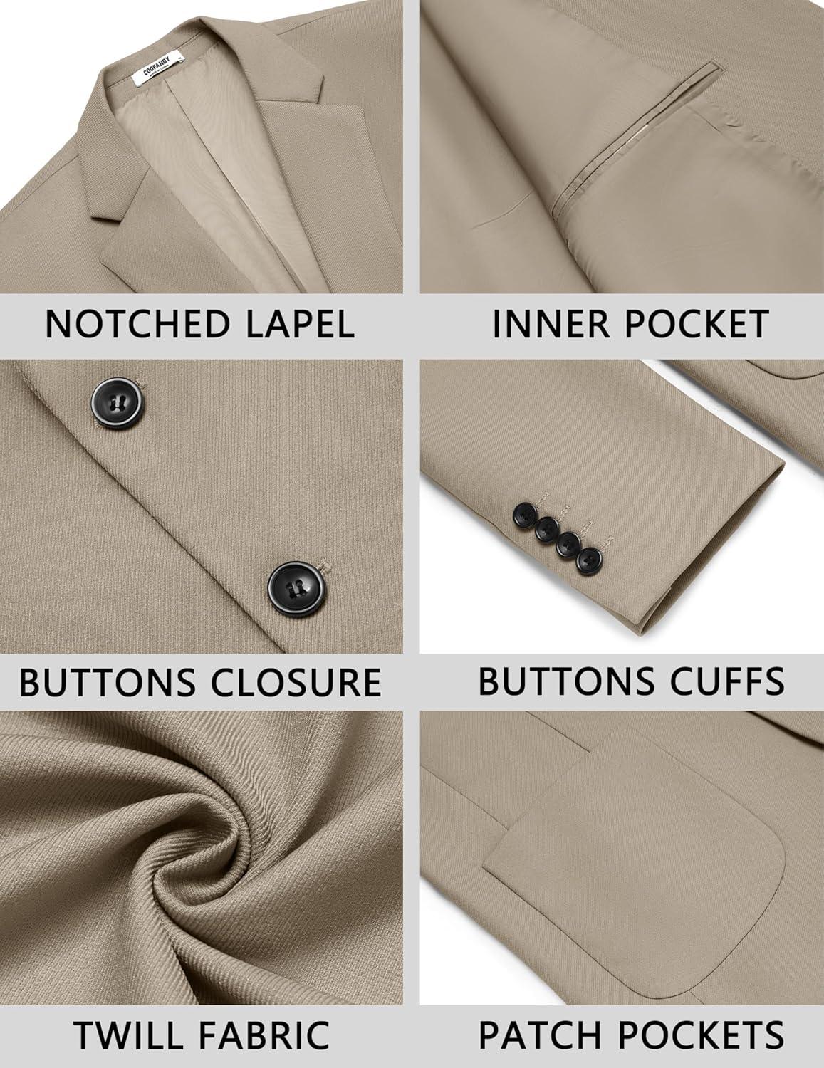 imageCOOFANDY Mens Casual Blazer Jacket Two Button Suit Jackets Lightweight Knit Sport CoatKhaki