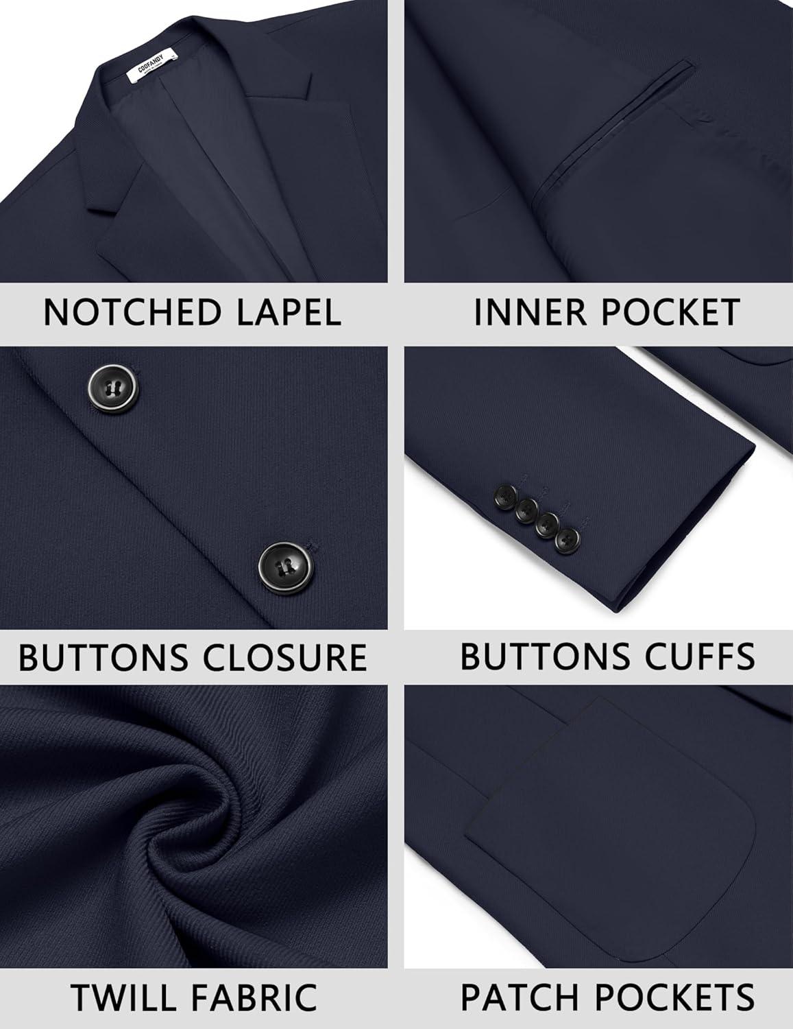 imageCOOFANDY Mens Casual Blazer Jacket Two Button Suit Jackets Lightweight Knit Sport CoatNavy Blue
