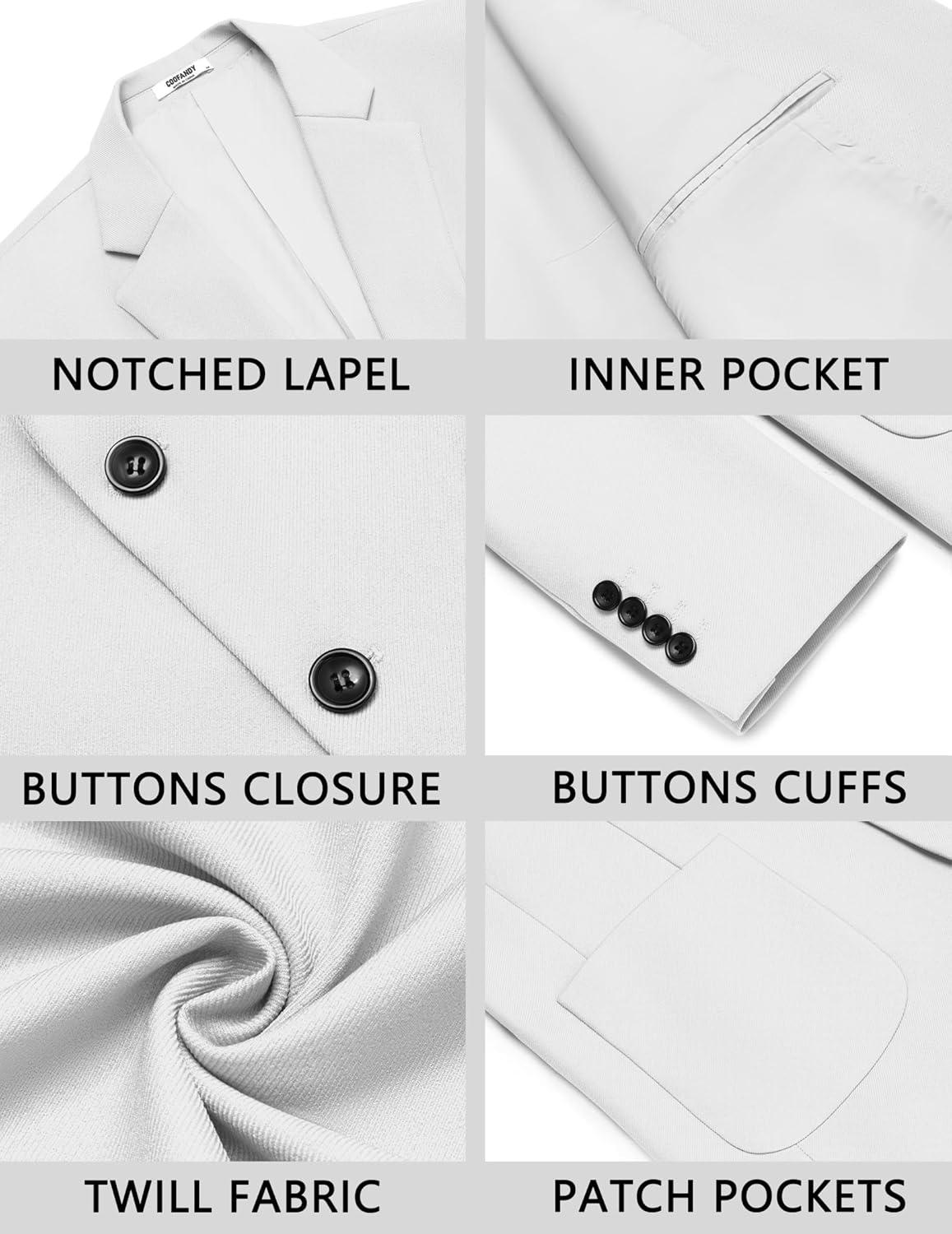 imageCOOFANDY Mens Casual Blazer Jacket Two Button Suit Jackets Lightweight Knit Sport CoatWhite