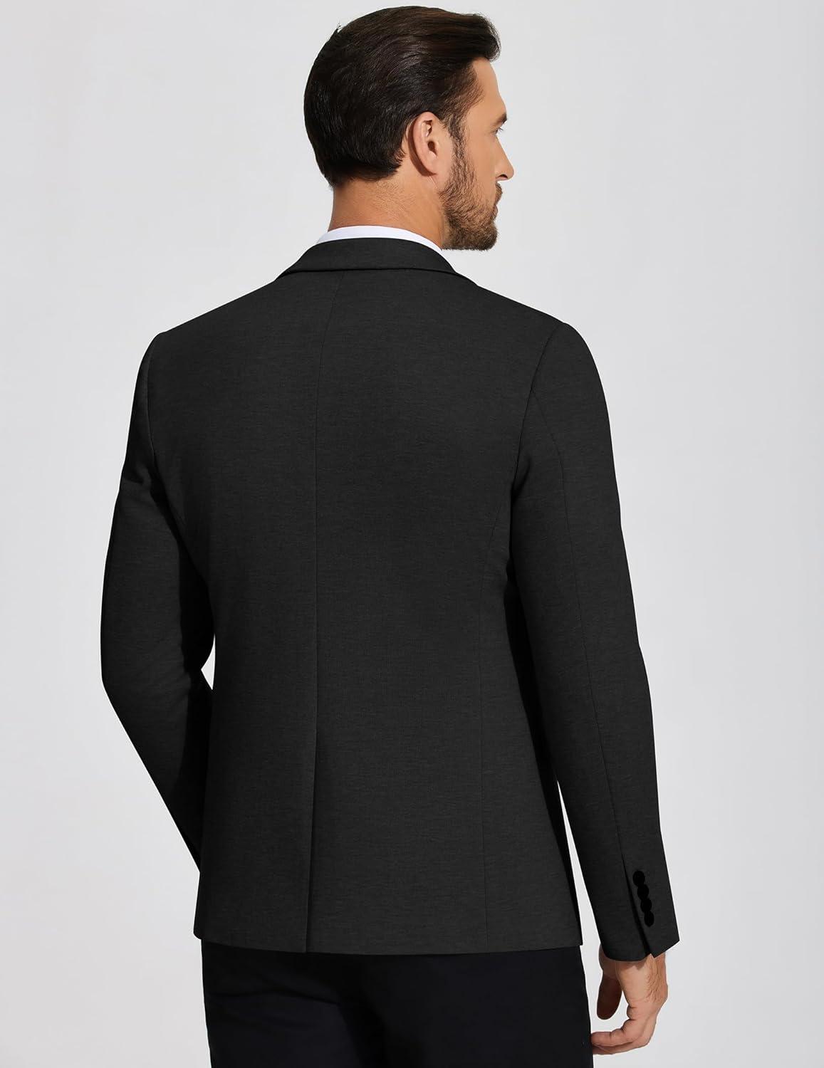 imageCOOFANDY Mens Casual Blazer Knit Sport Coat Lightweight Two Button Suit JacketBlack