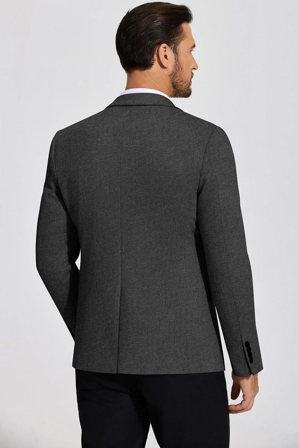 imageCOOFANDY Mens Casual Blazer Knit Sport Coat Lightweight Two Button Suit JacketDark Grey