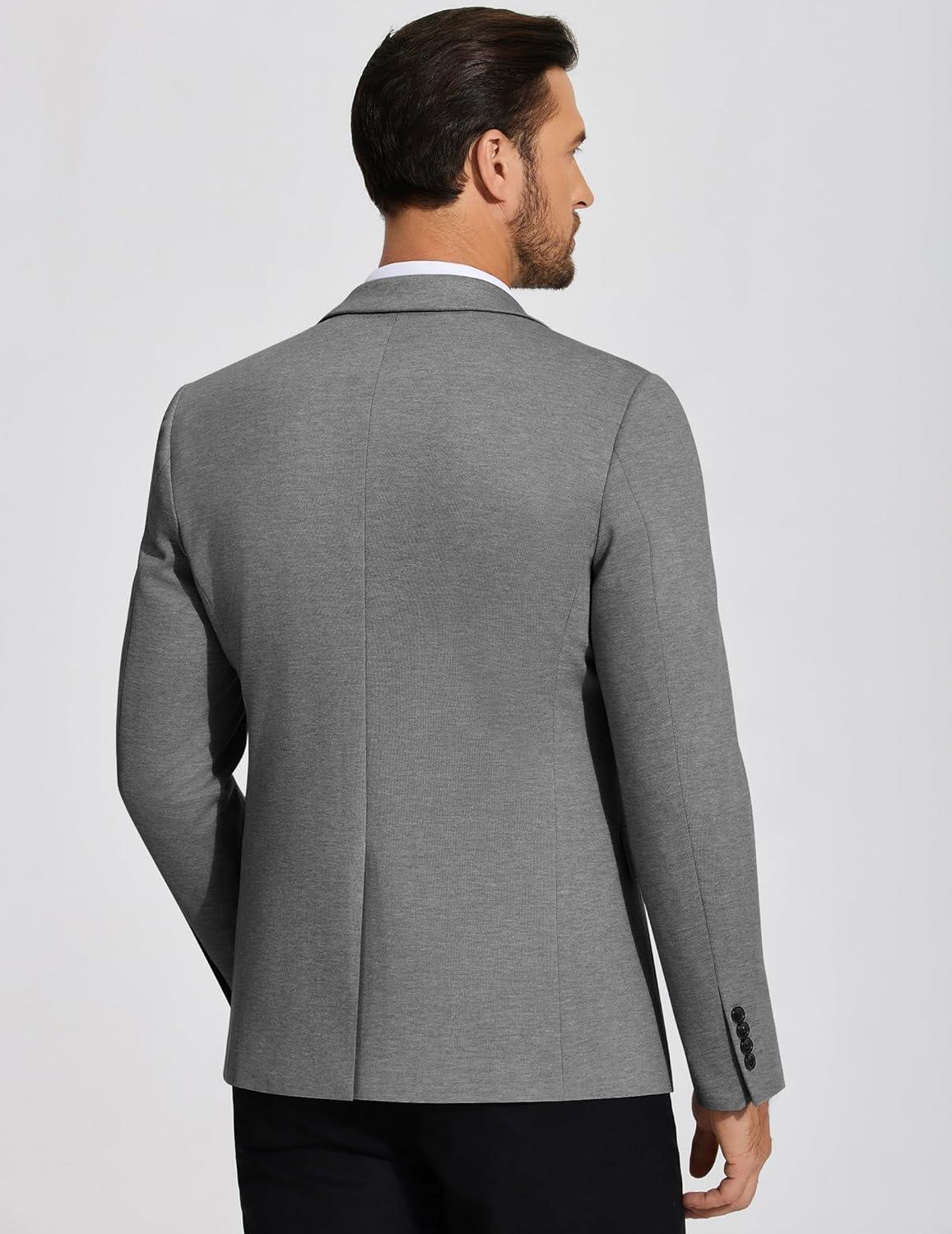 imageCOOFANDY Mens Casual Blazer Knit Sport Coat Lightweight Two Button Suit JacketGrey