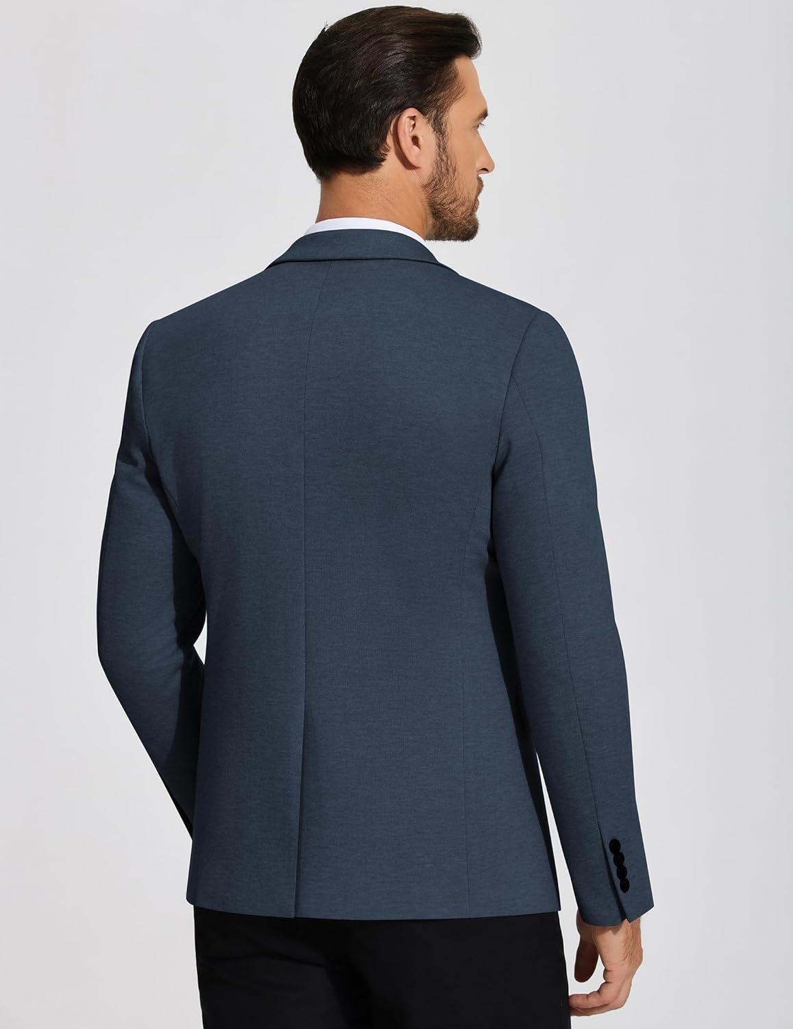 imageCOOFANDY Mens Casual Blazer Knit Sport Coat Lightweight Two Button Suit JacketNavy Blue