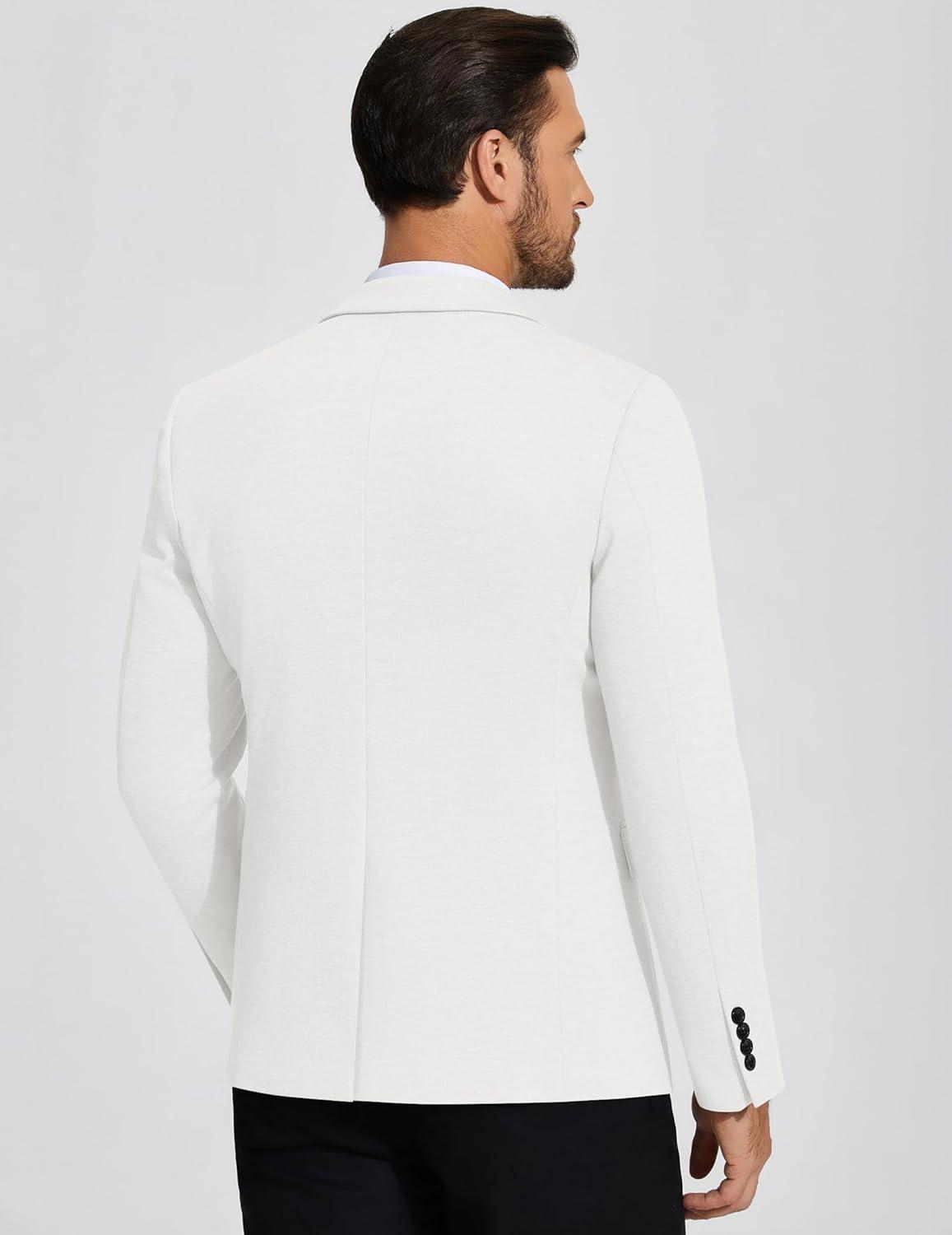 imageCOOFANDY Mens Casual Blazer Knit Sport Coat Lightweight Two Button Suit JacketWhite