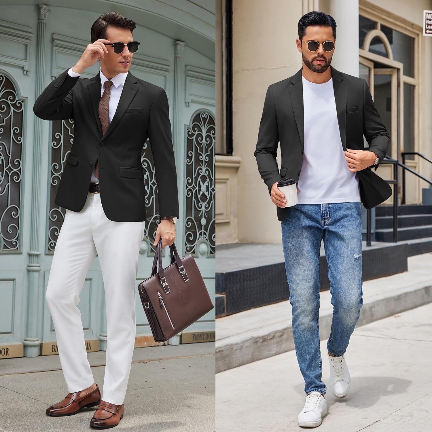 imageCOOFANDY Mens Casual Blazer Lightweight Sport Coats Two Buttons Slim Fit Suit Jacket for Business Wedding DressBlack